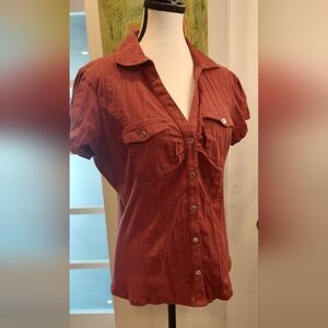 Women's Terracotta Button-Down Shirt